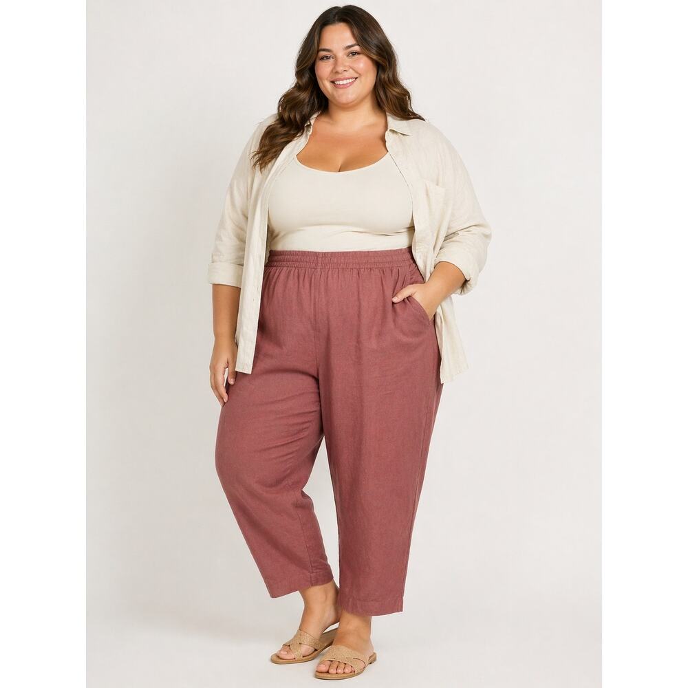 1103 NWT SZ 4X Old Navy Linen Blend Pull On Pants with pockets